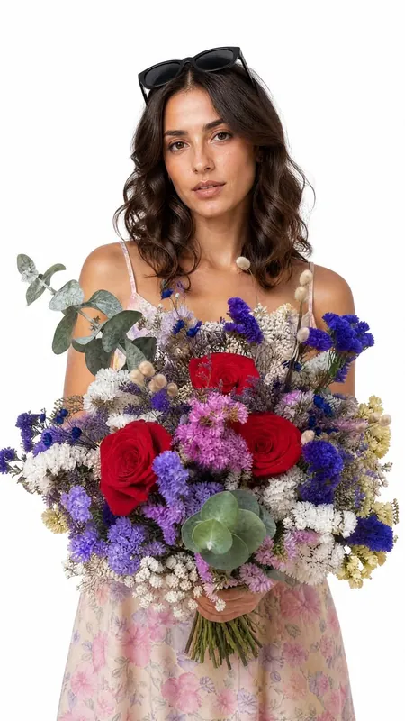 Ramo Preservado con 4 Rosas Rojas