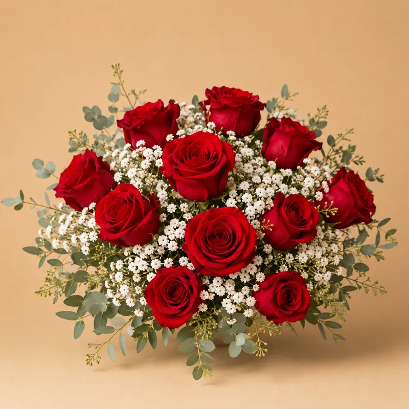Ramo de Rosas con Gypsophila