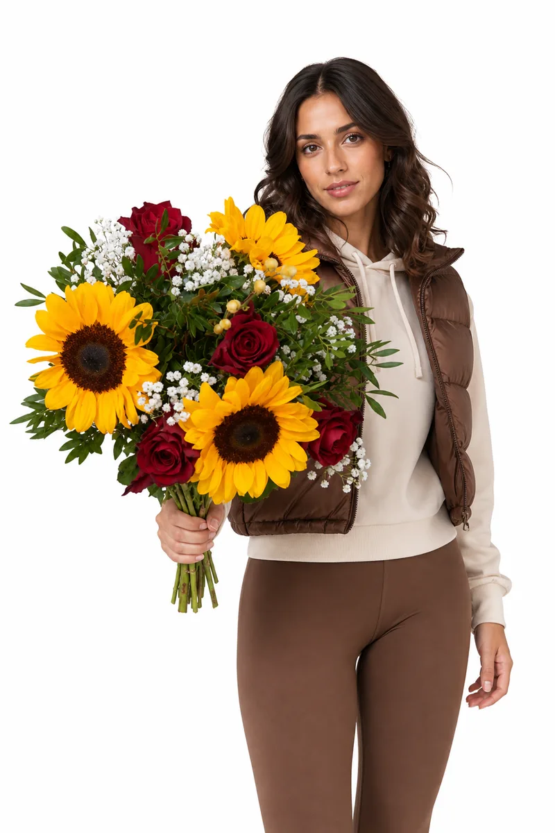 Ramo de Girasoles y Rosas Rojas